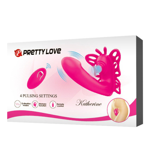 Стимулятор клитора с вагинальным отростком и пультом Pretty Love Katherine розовый