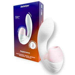 Вибратор с вакуумно-волновым стимулятором клитора белый Supernova Satisfyer
