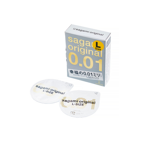 Полиуретановые презервативы увеличенного размера Sagami Original 0,01 L-size (2 шт)