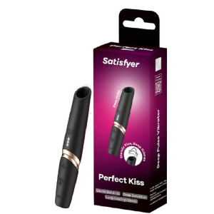 Бесконтактный вакуумный стимулятор клитора золотисто-черный Perfect Kiss Satisfyer