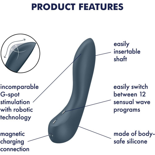 Вибратор для точки G с эффектом прикосновений темно-синий G-Spot Wave 4 Satisfyer