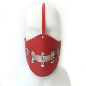 Маска Smile из натуральной кожи красная Erotoys Fetish line, Ero-223r (иной угол)