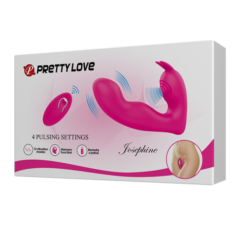 Вибратор для точки G с дополнительным стимулятором клитора и пультом Pretty Love Josephine