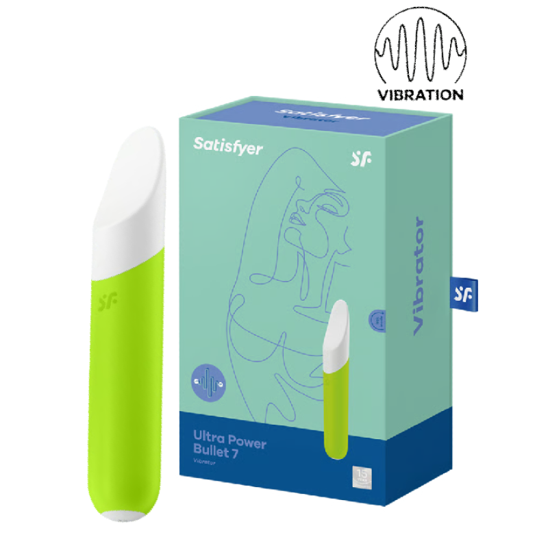 Перезаряжаемый мини-вибратор зелёный Ultra Power Bullet 7 Satisfyer