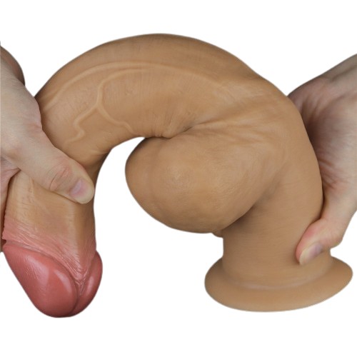 Реалистичный фаллос с высоко посаженной мошонкой Lovetoy Silicone Cock 30 см