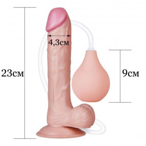 Реалистичный фаллос с имитацией семяизвержения Lovetoy Squirt Extreme 23 см (иной угол)