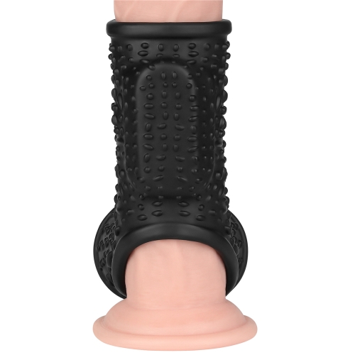 Рельефная вибронасадка на пенис и мошонку Vibrating Drip Knights Ring