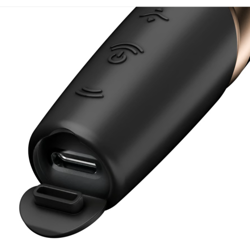 Бесконтактный вакуумный стимулятор клитора золотисто-черный Perfect Kiss Satisfyer