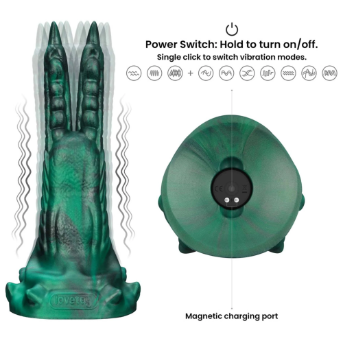 Вибратор в форме лапы с двумя когтями - Double-Claw Vibrating Silicone Dildo Savage Charm 10 режимов вибрации