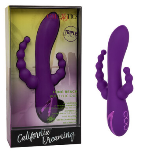 Вибратор перезаряжаемый с тройной стимуляцией California Dreaming Long Beach Bootylicious