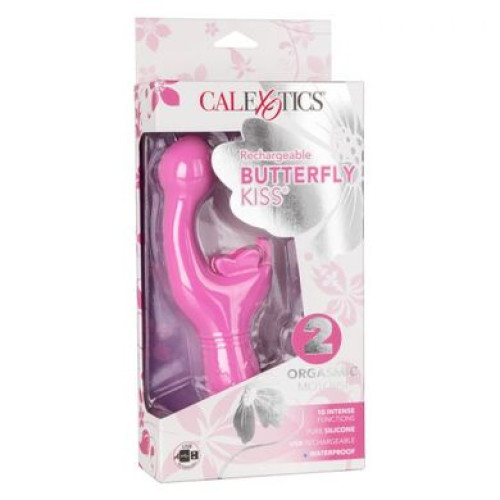 Перезаряжаемый розовый вибратор-кролик Rechargeable Butterfly Kiss