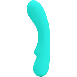 Перезаряжаемый изогнутый вибратор для точки G Pretty Love Matt Super Soft Silicone бирюзовый (иной угол)