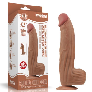 Реалистичный фаллоимитатор-мулат на присоске Sliding-Skin Dual Layer Dong 31 см