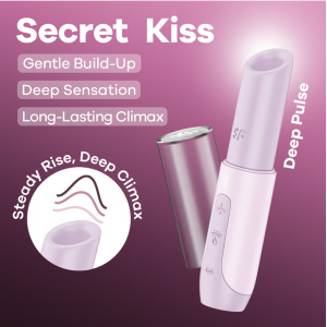 Бесконтактный вакуумный стимулятор клитора c 3D пульсацией розовый Secret Kiss Satisfyer (иной угол)