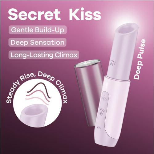 Бесконтактный вакуумный стимулятор клитора c 3D пульсацией розовый Secret Kiss Satisfyer