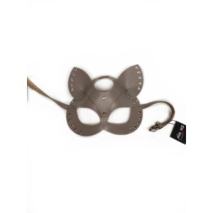 Маска Cat из натуральной кожи с люверсами бежевая Erotoys Fetish line, Ero-93br