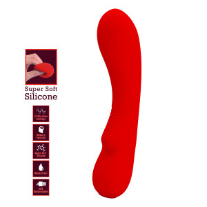 Перезаряжаемый изогнутый вибратор для точки G Pretty Love Matt Super Soft Silicone красный (иной угол)