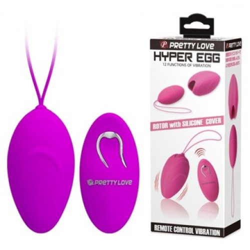 Виброяйцо со съёмным силиконовым чехлом и беспроводным пультом Pretty Love Hyper Egg