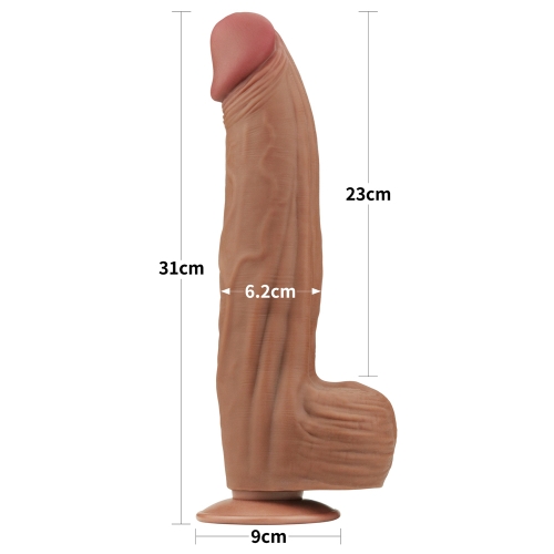 Реалистичный фаллоимитатор-мулат на присоске Sliding-Skin Dual Layer Dong 31 см