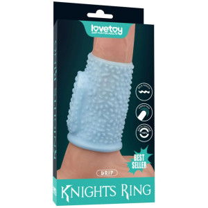 Рельефная вибронасадка на пенис Vibrating Drip Knights Ring Blue (иной угол)