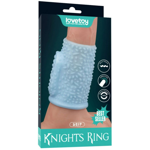 Рельефная вибронасадка на пенис Vibrating Drip Knights Ring Blue