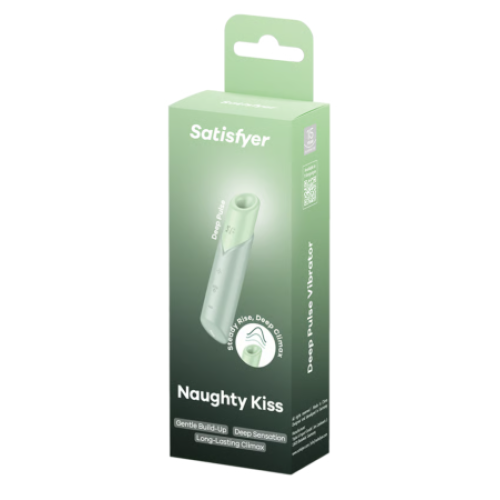 Бесконтактный вакуумный стимулятор клитора мятный Naughty Kiss Satisfyer