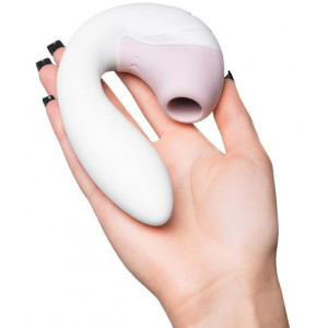 Вибратор с вакуумно-волновым стимулятором клитора белый Supernova Satisfyer (иной угол)