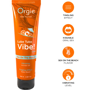 Съедобный лубрикант на водной основе с эффектом вибрации Orgie Lube Tube Vibe Low 100 мл Коктель Секс на пляже (иной угол)