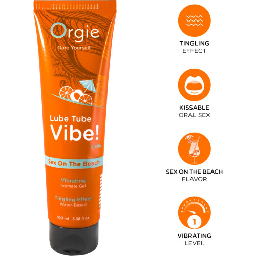 Съедобный лубрикант на водной основе с эффектом вибрации Orgie Lube Tube Vibe Low 100 мл Коктель Секс на пляже