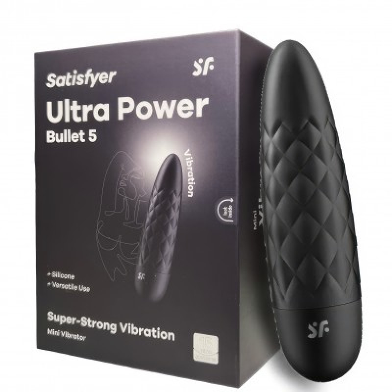 Перезаряжаемый мини-вибратор чёрный Ultra Power Bullet 5 Satisfyer