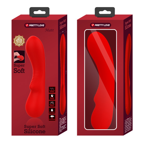 Перезаряжаемый изогнутый вибратор для точки G Pretty Love Matt Super Soft Silicone красный