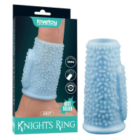 Рельефная вибронасадка на пенис Vibrating Drip Knights Ring Blue