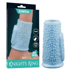 Рельефная вибронасадка на пенис Vibrating Drip Knights Ring Blue