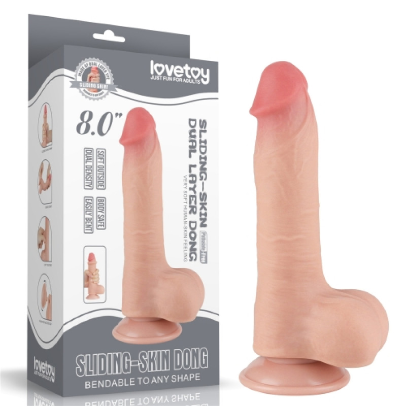 Реалистичный фаллоимитатор с эффектом двойной кожи Sliding-Skin Dual Layer Dong 20 см