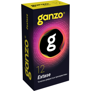 Точечно-ребристые презервативы GANZO Extase 12шт