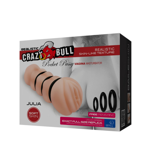 Мастурбатор вагина с массажными кольцами Crazy bull Julia