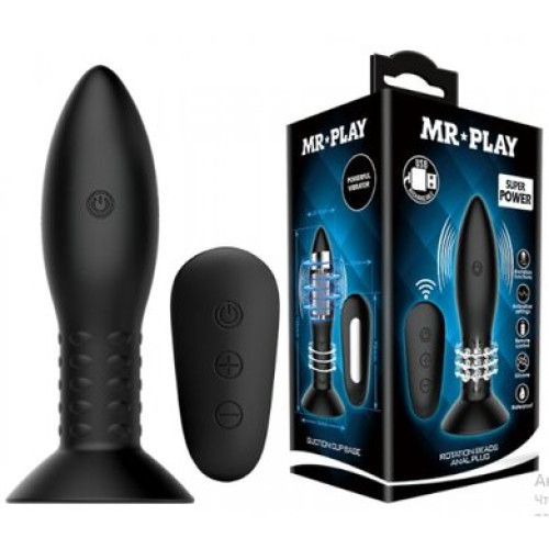 Анальная пробка с вращающимися бусинами и пультом управления Mr Play Baile