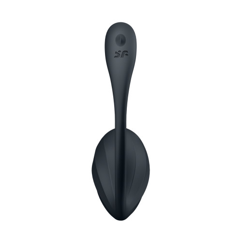 Вагинально-клиторальный смарт-стимулятор для ношения черный Ribbed Petal Satisfyer