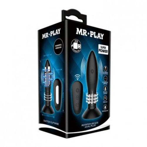 Анальная пробка с вращающимися бусинами и пультом управления Mr Play Baile