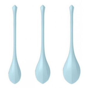 Вагинальные шарики голубые Yoni Power 2 Kegel Balls Satisfyer (3 шт) (иной угол)