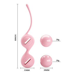 Вагинальные шарики со смещённым центром тяжести Pretty Love Kegel Tighten Up I, розовые (иной угол)
