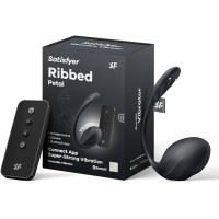 Вагинально-клиторальный смарт-стимулятор для ношения черный Ribbed Petal Satisfyer
