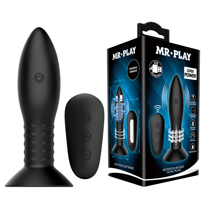 Анальная пробка с вращающимися бусинами и пультом управления Mr Play Baile