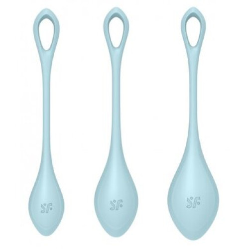 Вагинальные шарики голубые Yoni Power 2 Kegel Balls Satisfyer (3 шт)