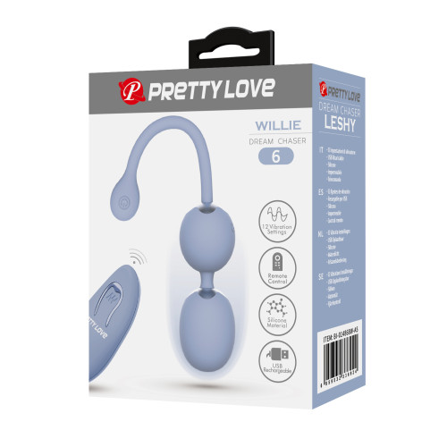 Вагинальные шарики с вибрацией и пультом Pretty Love Willie Голубые