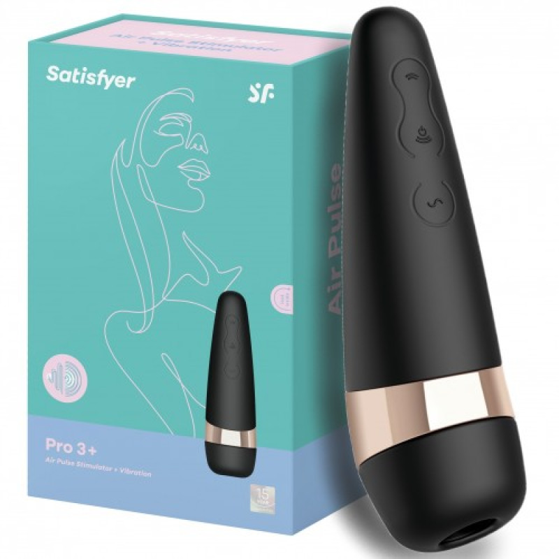 Вакуумно-волновой бесконтактный вибростимулятор черный Pro 3+ Satisfyer