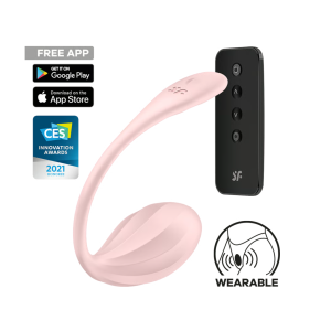 Вагинально-клиторальный смарт-стимулятор для ношения розовый Ribbed Petal Satisfyer (иной угол)