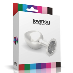 Анальная пробка из стали с кристаллом синего цвета Silver Clear Rosebud L (иной угол)