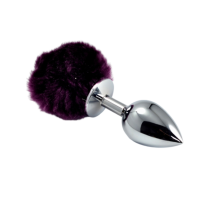 Анальная пробка металлическая с фиолетовым хвостиком Bunny Tail Plug S