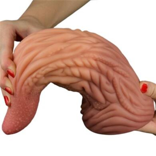 Фаллос-язычок на присоске с рельефным стволом Lovetoy Nature Cock Tongue 25 см